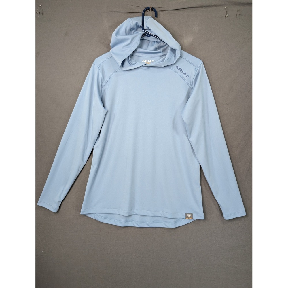 Ariat Rebar Heat Series Mens Blue Long Sleeve Hooded Work Shirt S